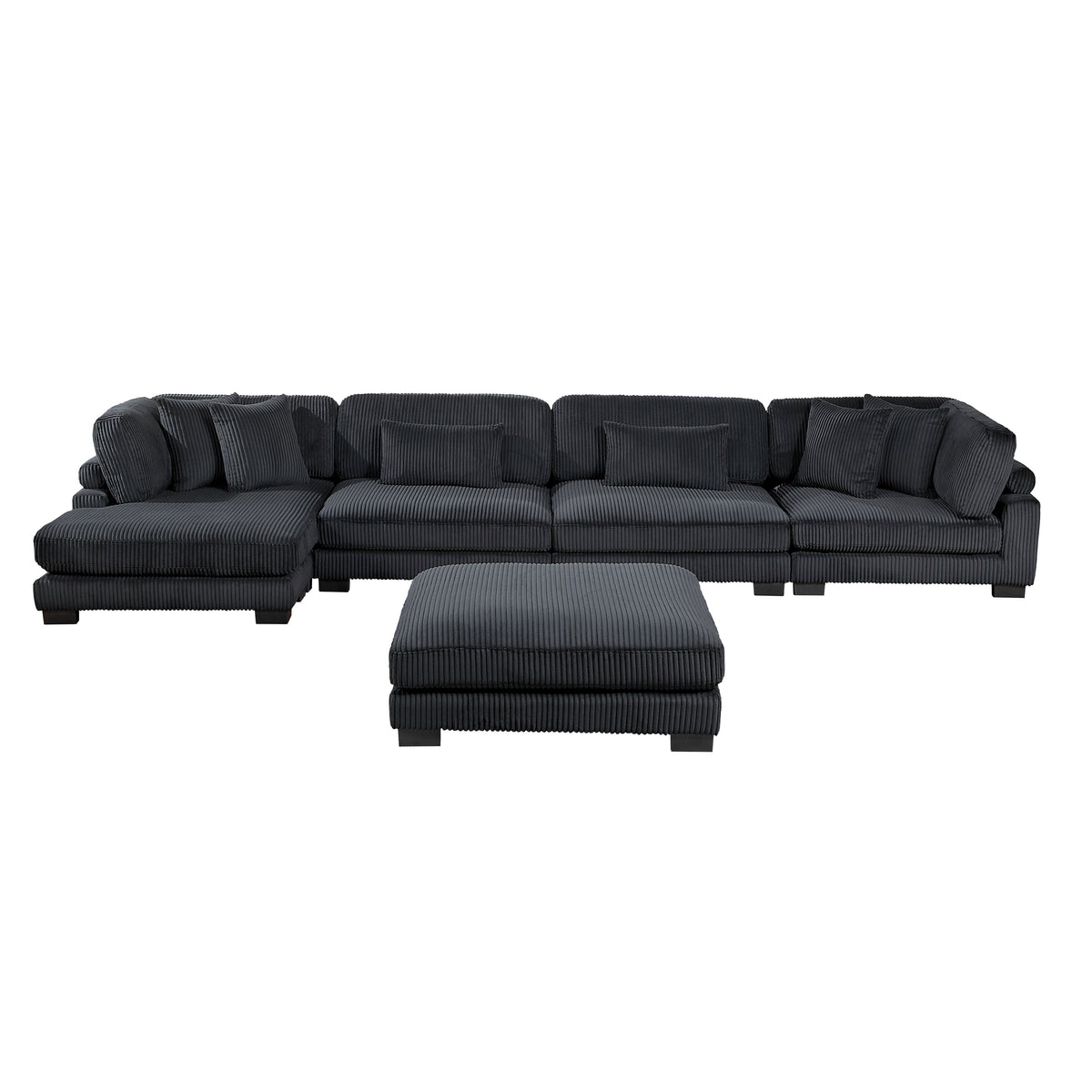 Traverse Black 5-Piece Modular Sectional with Reversible Chaise and Ottoman by Homelegance at Eve Furniture