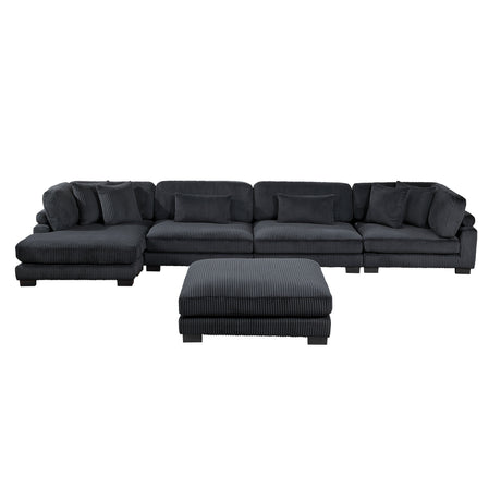 Traverse Black 5-Piece Modular Sectional with Reversible Chaise and Ottoman by Homelegance at Eve Furniture