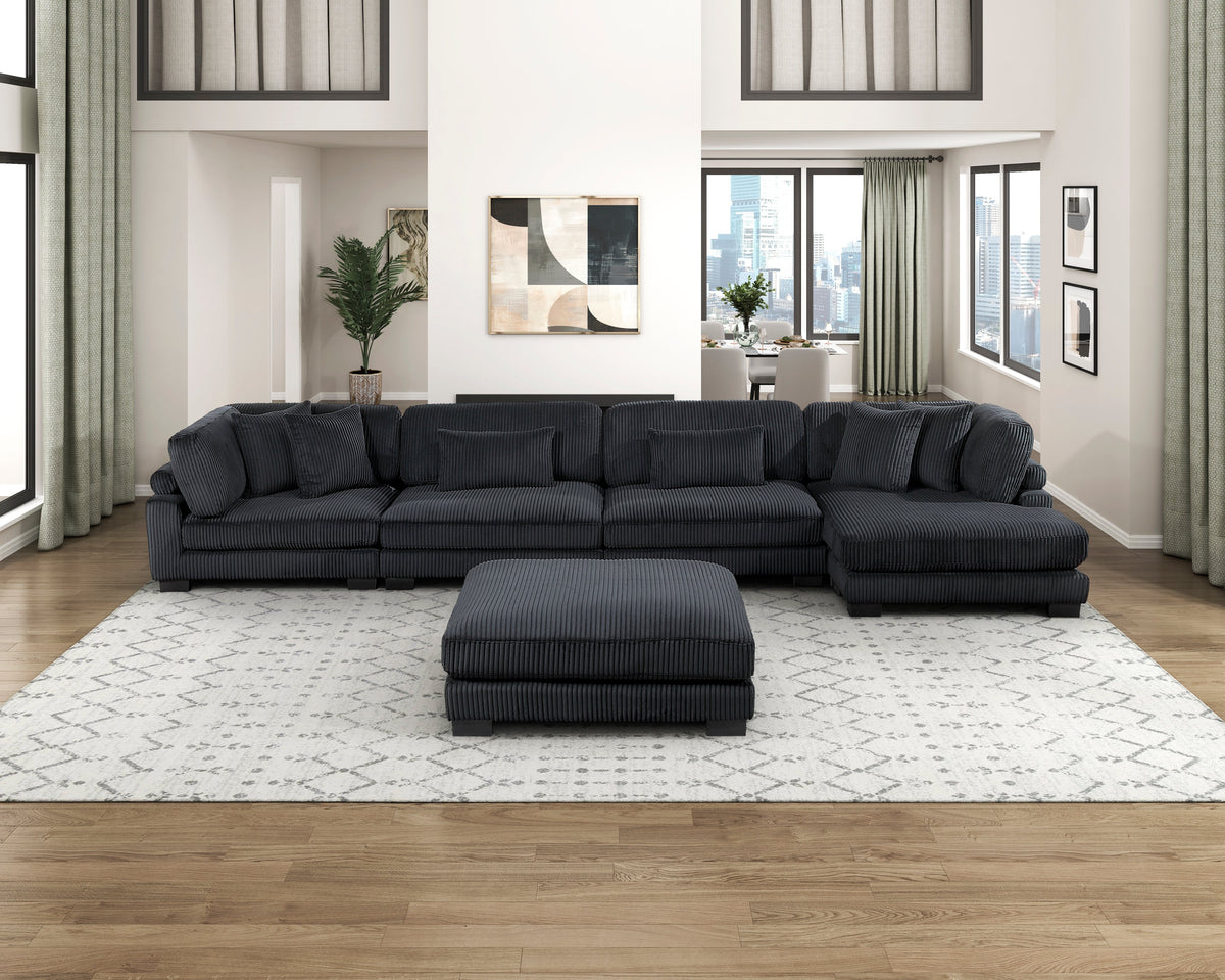 Traverse Black 5-Piece Modular Sectional with Reversible Chaise and Ottoman by Homelegance at Eve Furniture
