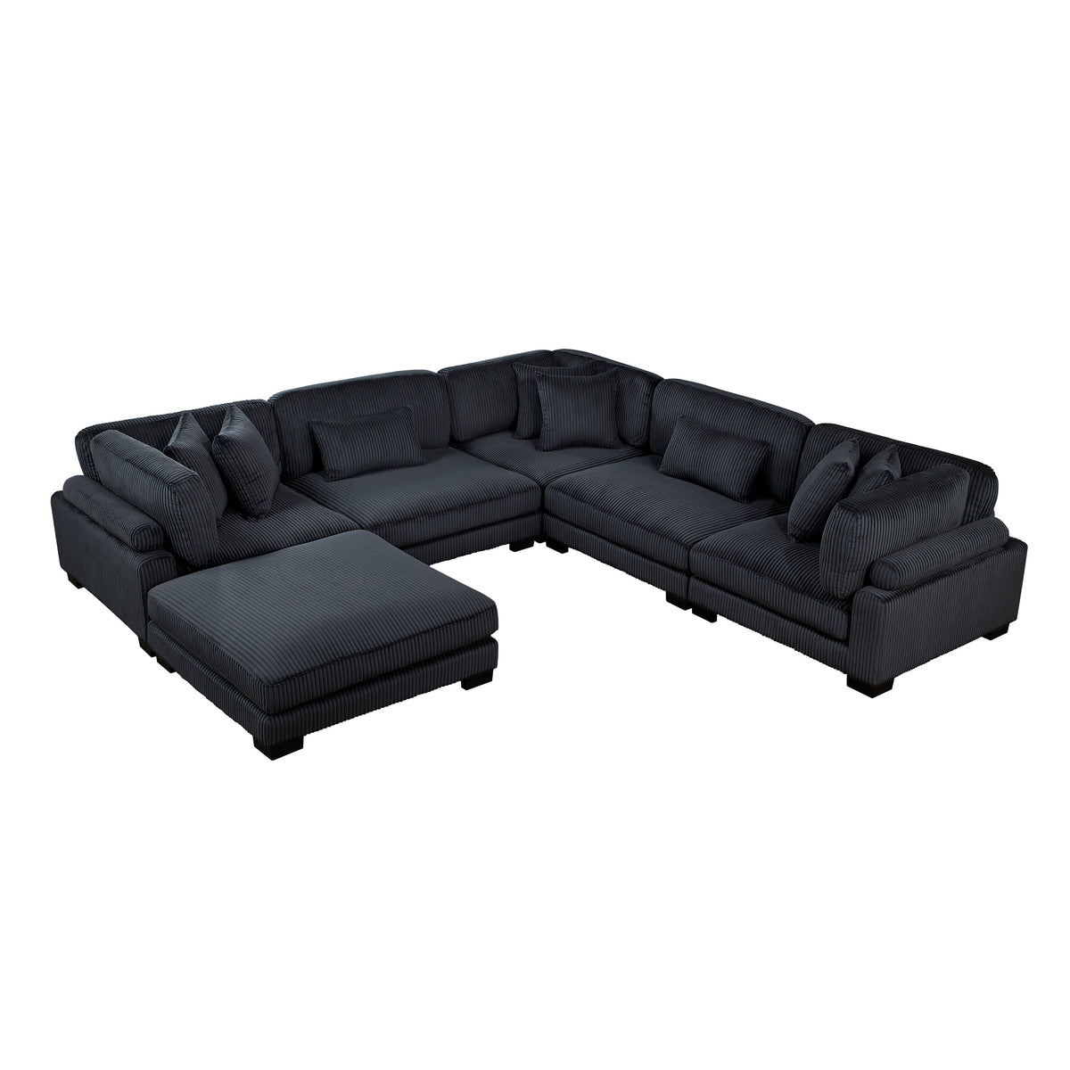 Traverse Black 6-Piece Corduroy Modular Sectional with Ottoman by Homelegance at Eve Furniture
