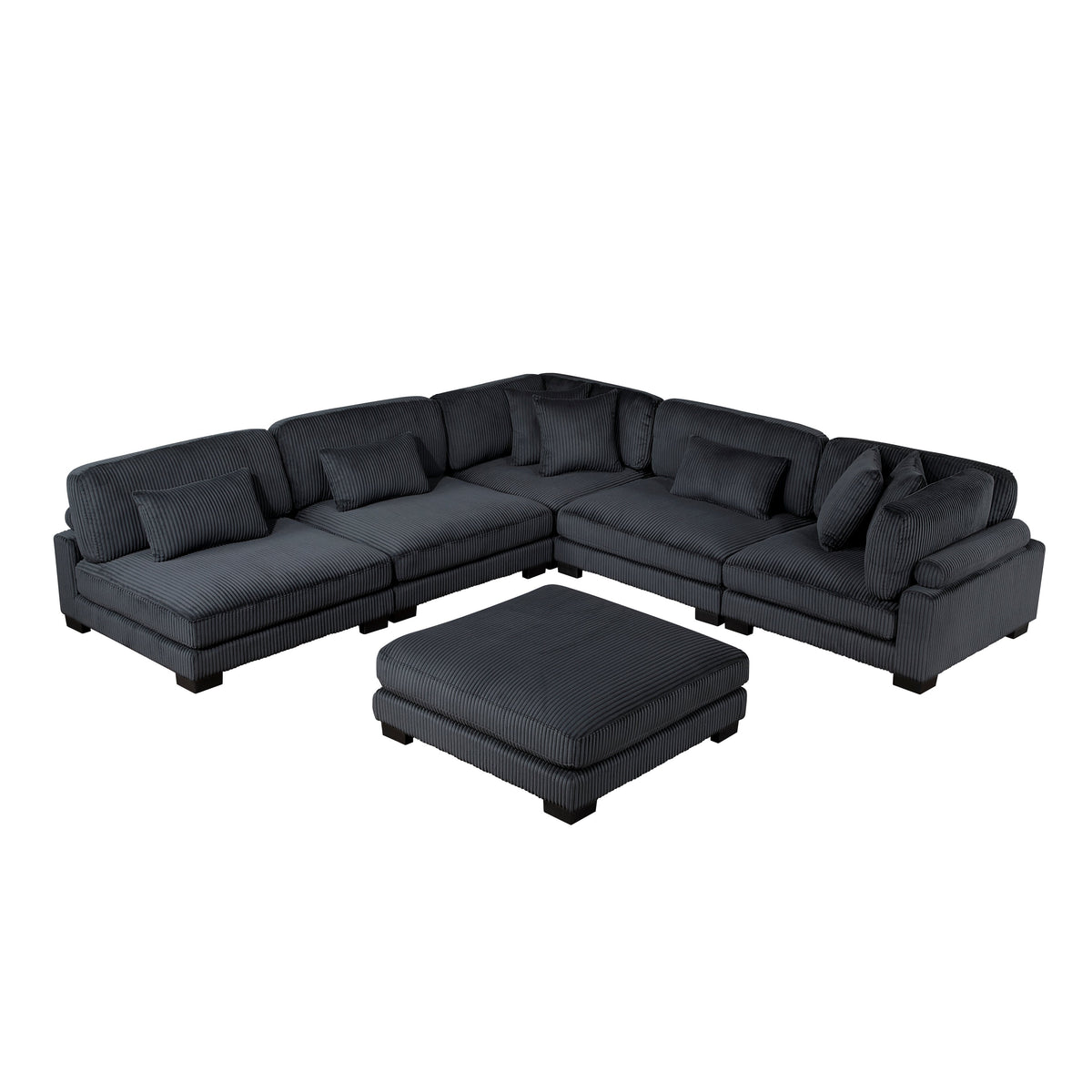 Traverse Black 6-Piece Corduroy Modular Sectional with Ottoman by Homelegance at Eve Furniture