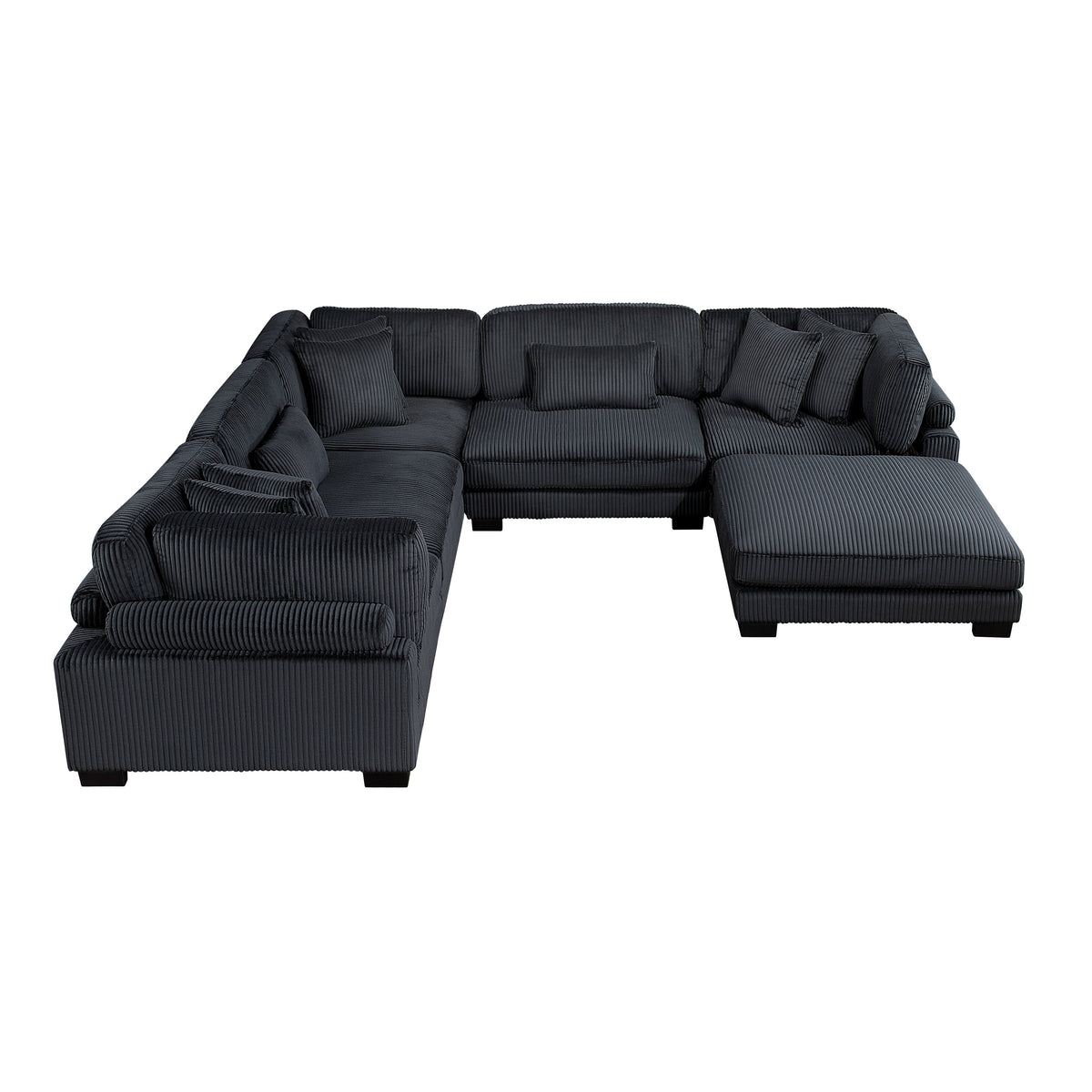 Traverse Black 6-Piece Corduroy Modular Sectional with Ottoman by Homelegance at Eve Furniture