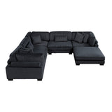 Traverse Black 6-Piece Corduroy Modular Sectional with Ottoman by Homelegance at Eve Furniture