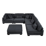 Traverse Black 6-Piece Corduroy Modular Sectional with Ottoman by Homelegance at Eve Furniture