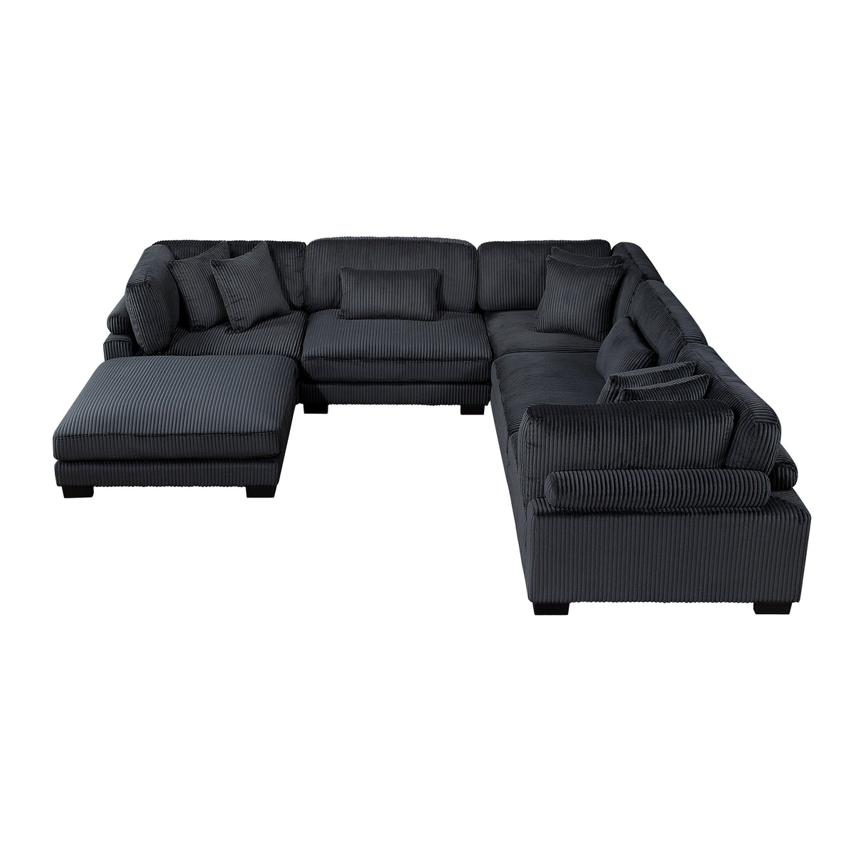 Traverse Black 6-Piece Corduroy Modular Sectional with Ottoman by Homelegance at Eve Furniture