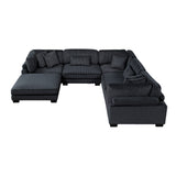 Traverse Black 6-Piece Corduroy Modular Sectional with Ottoman by Homelegance at Eve Furniture