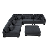 Traverse Black 6-Piece Corduroy Modular Sectional with Ottoman by Homelegance at Eve Furniture