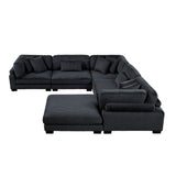 Traverse Black 6-Piece Corduroy Modular Sectional with Ottoman by Homelegance at Eve Furniture