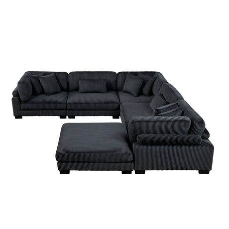 Traverse Black 6-Piece Corduroy Modular Sectional with Ottoman by Homelegance at Eve Furniture