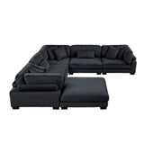 Traverse Black 6-Piece Corduroy Modular Sectional with Ottoman by Homelegance at Eve Furniture