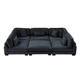 Traverse Black 6-Piece Corduroy Modular Sectional with Ottoman by Homelegance at Eve Furniture