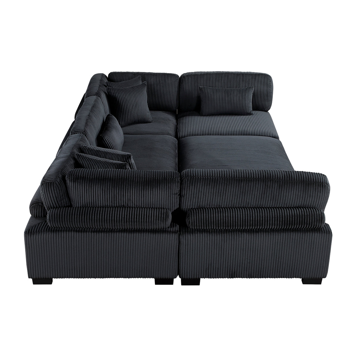 Traverse Black 6-Piece Corduroy Modular Sectional with Ottoman by Homelegance at Eve Furniture