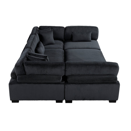 Traverse Black 6-Piece Corduroy Modular Sectional with Ottoman by Homelegance at Eve Furniture