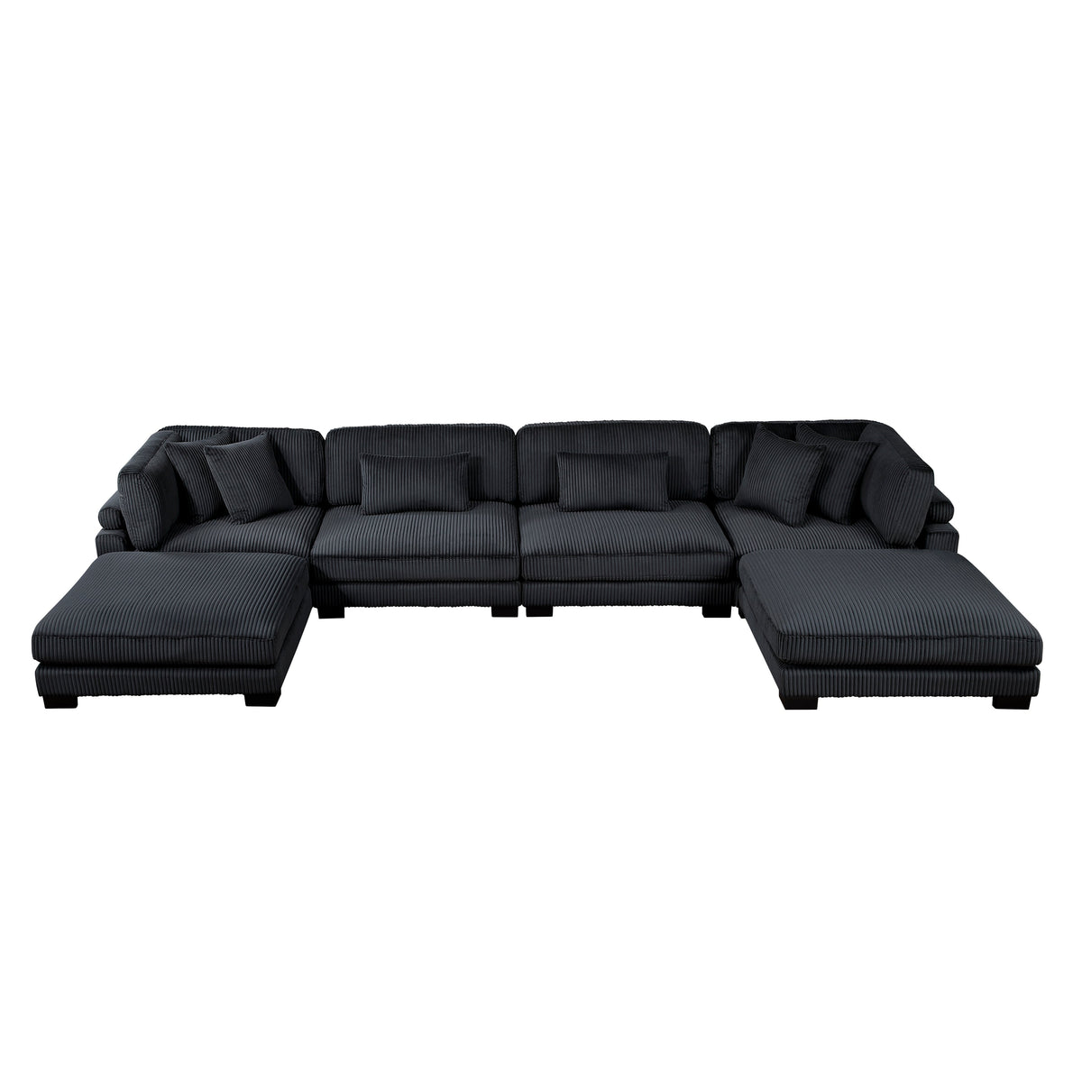Traverse Black 6-Piece Corduroy Modular Sectional with Ottomans by Homelegance at Eve Furniture