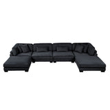 Traverse Black 6-Piece Corduroy Modular Sectional with Ottomans by Homelegance at Eve Furniture