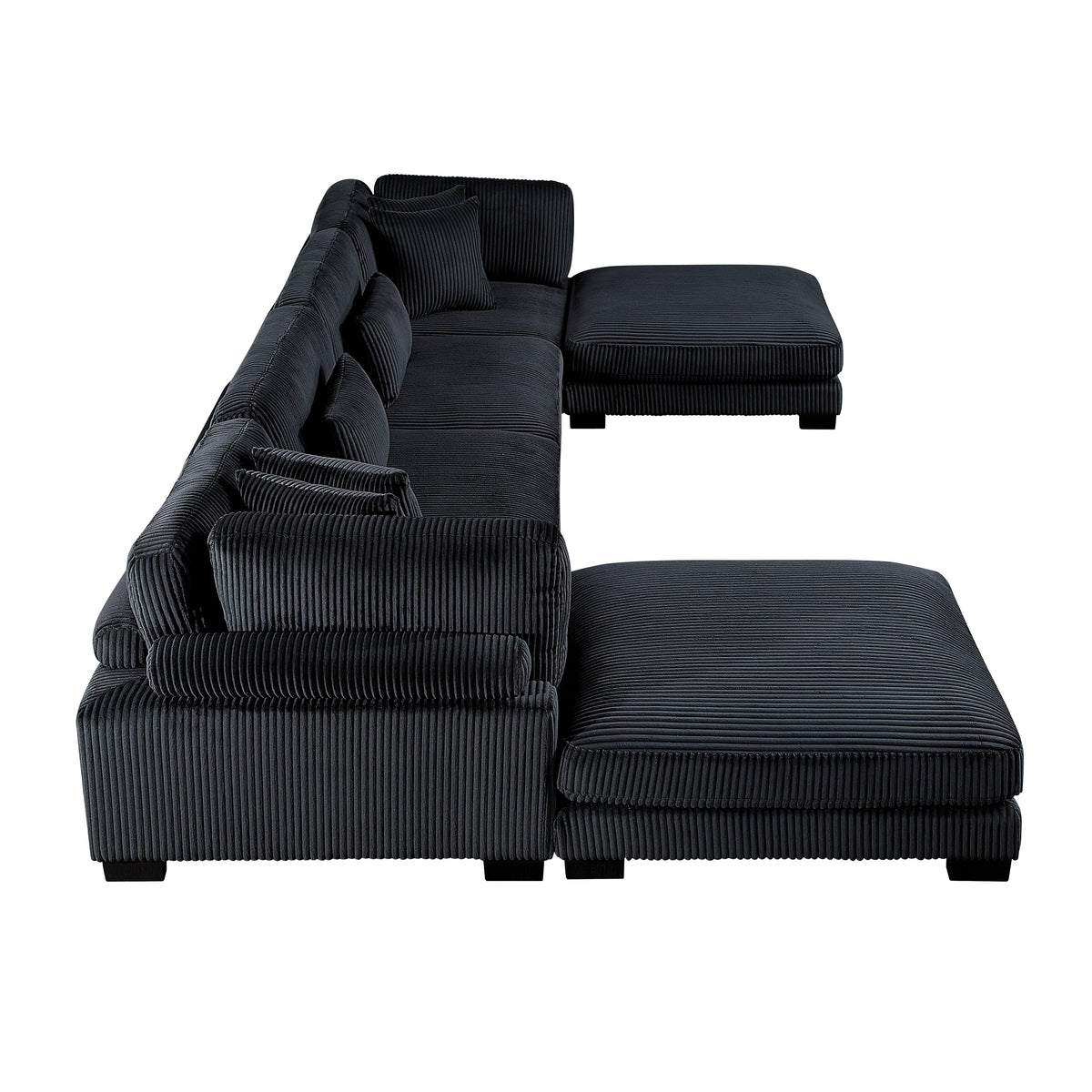 Traverse Black 6-Piece Corduroy Modular Sectional with Ottomans by Homelegance at Eve Furniture