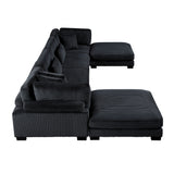 Traverse Black 6-Piece Corduroy Modular Sectional with Ottomans by Homelegance at Eve Furniture