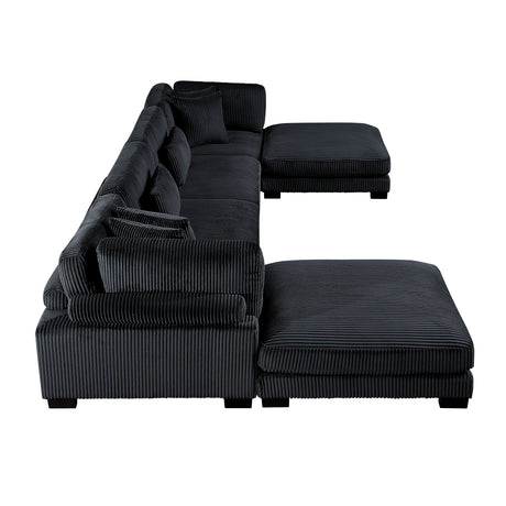 Traverse Black 6-Piece Corduroy Modular Sectional with Ottomans by Homelegance at Eve Furniture