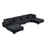 Traverse Black 6-Piece Corduroy Modular Sectional with Ottomans by Homelegance at Eve Furniture