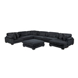 Traverse Black 7-Piece Modular Sectional with Reversible Chaise and Ottoman by Homelegance at Eve Furniture