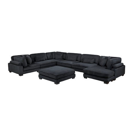Traverse Black 7-Piece Modular Sectional with Reversible Chaise and Ottoman by Homelegance at Eve Furniture