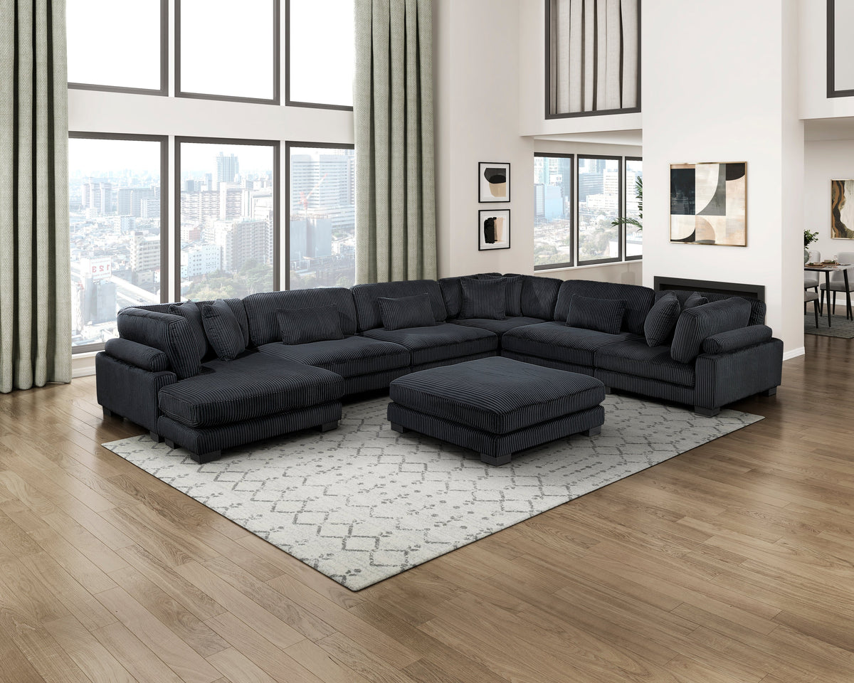 Traverse Black 7-Piece Modular Sectional with Reversible Chaise and Ottoman by Homelegance at Eve Furniture