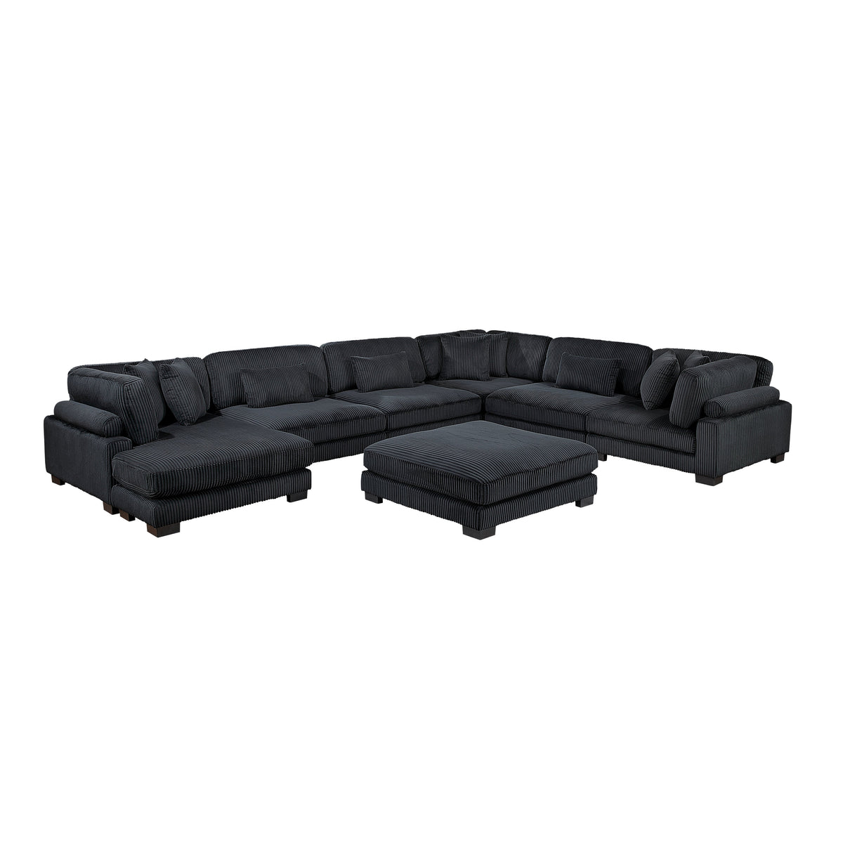 Traverse Black 7-Piece Modular Sectional with Reversible Chaise and Ottoman by Homelegance at Eve Furniture