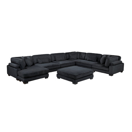 Traverse Black 7-Piece Modular Sectional with Reversible Chaise and Ottoman by Homelegance at Eve Furniture