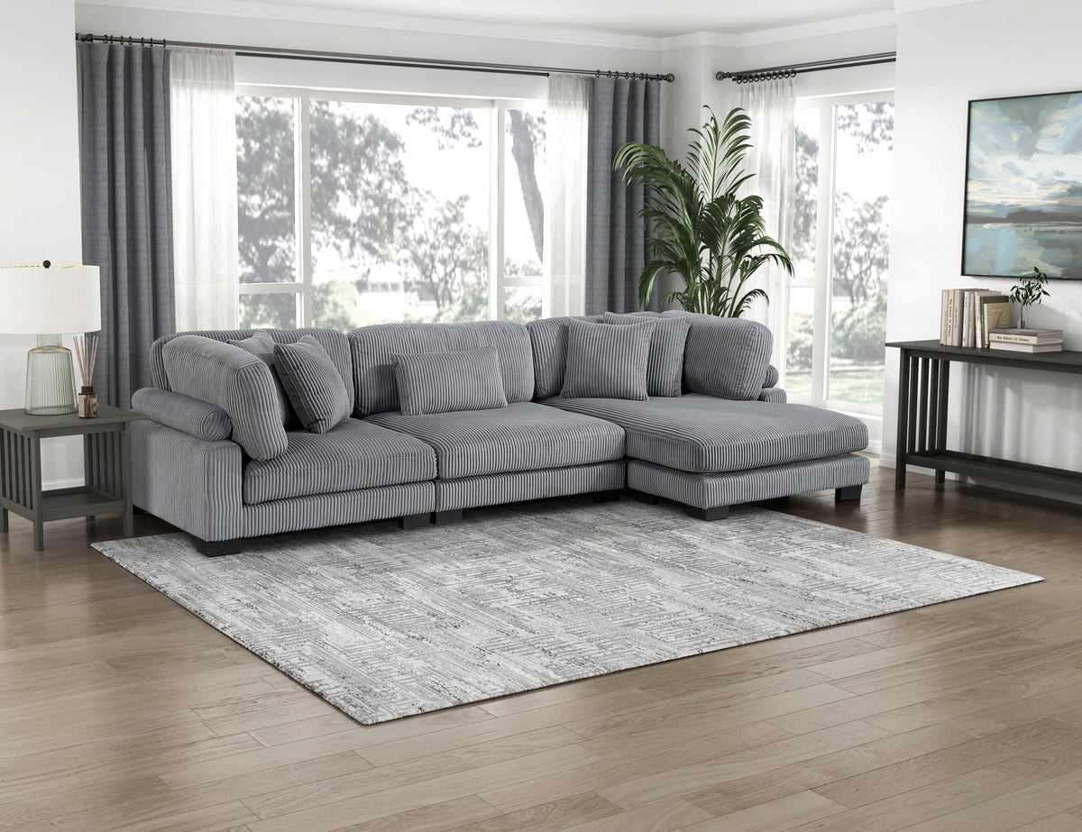 Traverse Gray 3-Piece Modular Sectional with Reversible Chaise by Homelegance at Eve Furniture
