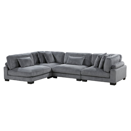 Traverse Gray 4-Piece Corduroy Modular Sectional by Homelegance at Eve Furniture