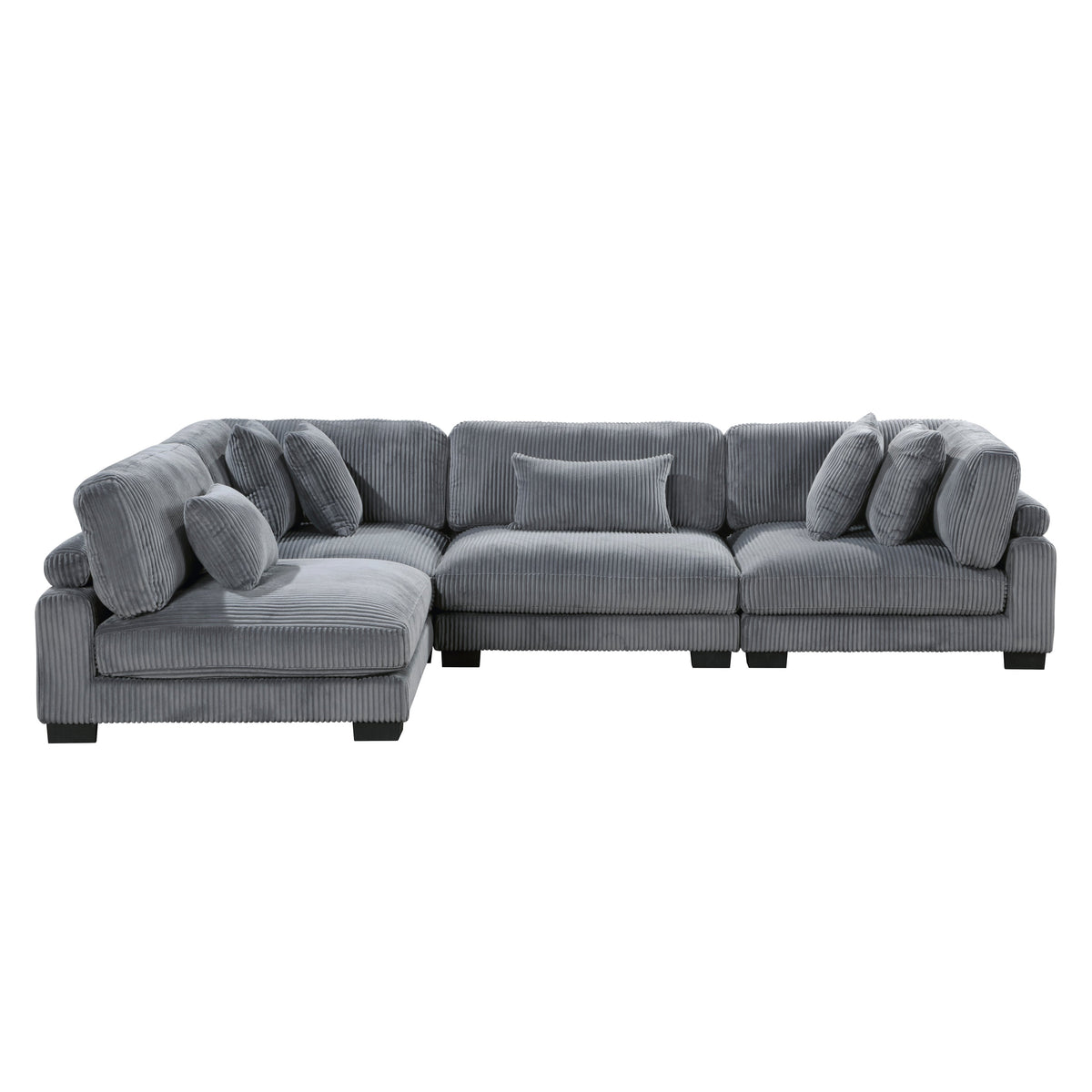 Traverse Gray 4-Piece Corduroy Modular Sectional by Homelegance at Eve Furniture