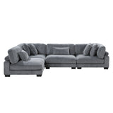 Traverse Gray 4-Piece Corduroy Modular Sectional by Homelegance at Eve Furniture