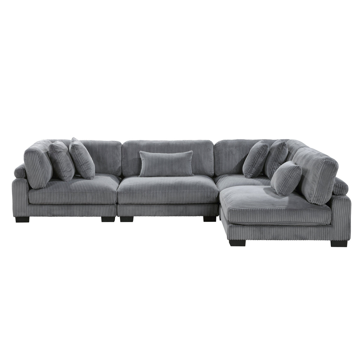 Traverse Gray 4-Piece Corduroy Modular Sectional by Homelegance at Eve Furniture