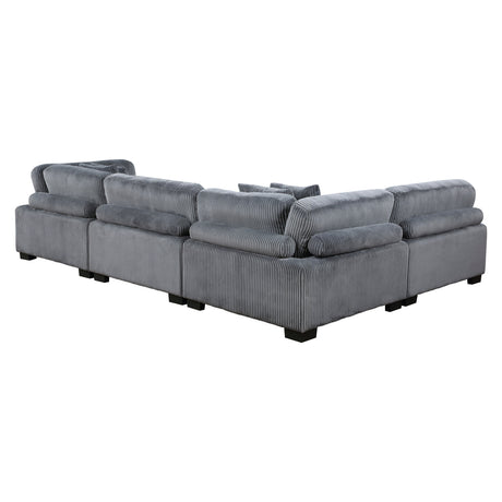 Traverse Gray 4-Piece Corduroy Modular Sectional by Homelegance at Eve Furniture