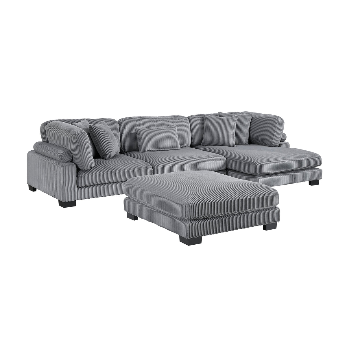 Traverse Gray 4-Piece Modular Sectional with Reversible Chaise and Ottoman by Homelegance at Eve Furniture