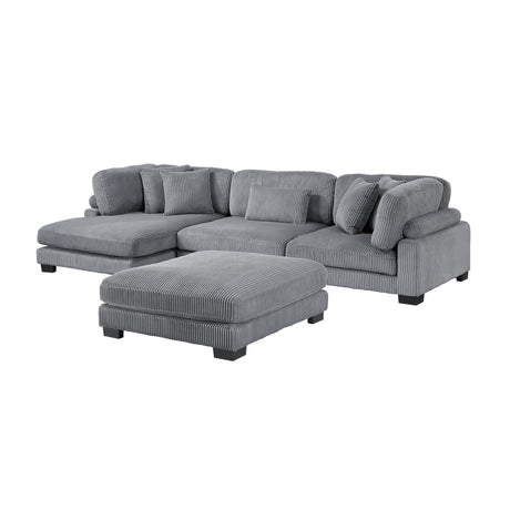 Traverse Gray 4-Piece Modular Sectional with Reversible Chaise and Ottoman by Homelegance at Eve Furniture