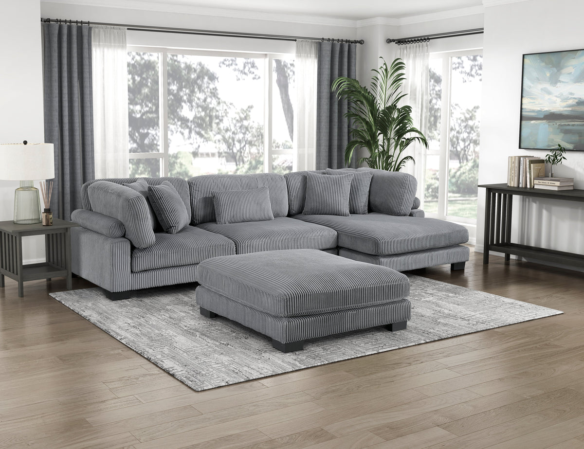 Traverse Gray 4-Piece Modular Sectional with Reversible Chaise and Ottoman by Homelegance at Eve Furniture