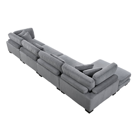 Traverse Gray 4-Piece Modular Sectional with Reversible Chaise by Homelegance at Eve Furniture