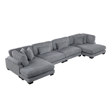 Traverse Gray 4-Piece Modular Sectional with Reversible Chaise by Homelegance at Eve Furniture