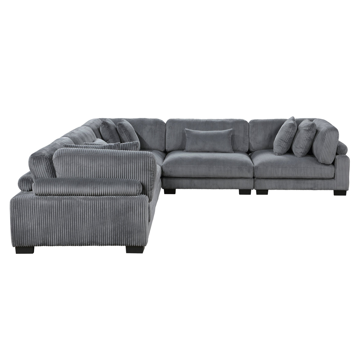 Traverse Gray 5-Piece Corduroy Modular Sectional by Homelegance at Eve Furniture