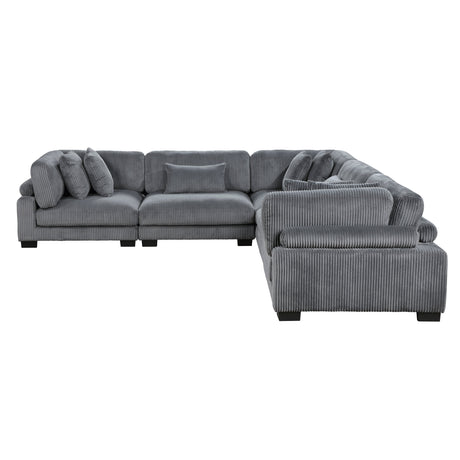 Traverse Gray 5-Piece Corduroy Modular Sectional by Homelegance at Eve Furniture