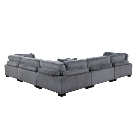 Traverse Gray 5-Piece Corduroy Modular Sectional by Homelegance at Eve Furniture