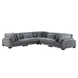 Traverse Gray 5-Piece Corduroy Modular Sectional by Homelegance at Eve Furniture
