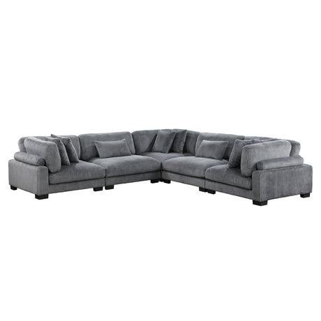 Traverse Gray 5-Piece Corduroy Modular Sectional by Homelegance at Eve Furniture