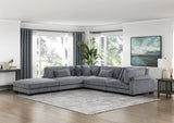 Traverse Gray 5-Piece Corduroy Modular Sectional with Ottoman by Homelegance at Eve Furniture