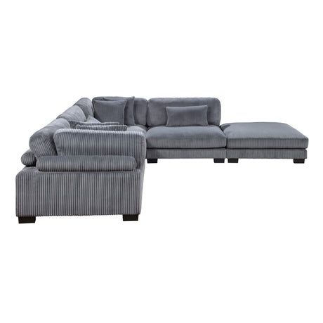 Traverse Gray 5-Piece Corduroy Modular Sectional with Ottoman by Homelegance at Eve Furniture