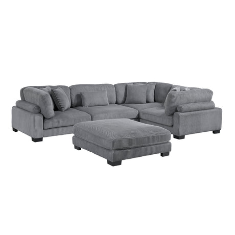 Traverse Gray 5-Piece Modular Sectional with Ottoman by Homelegance at Eve Furniture