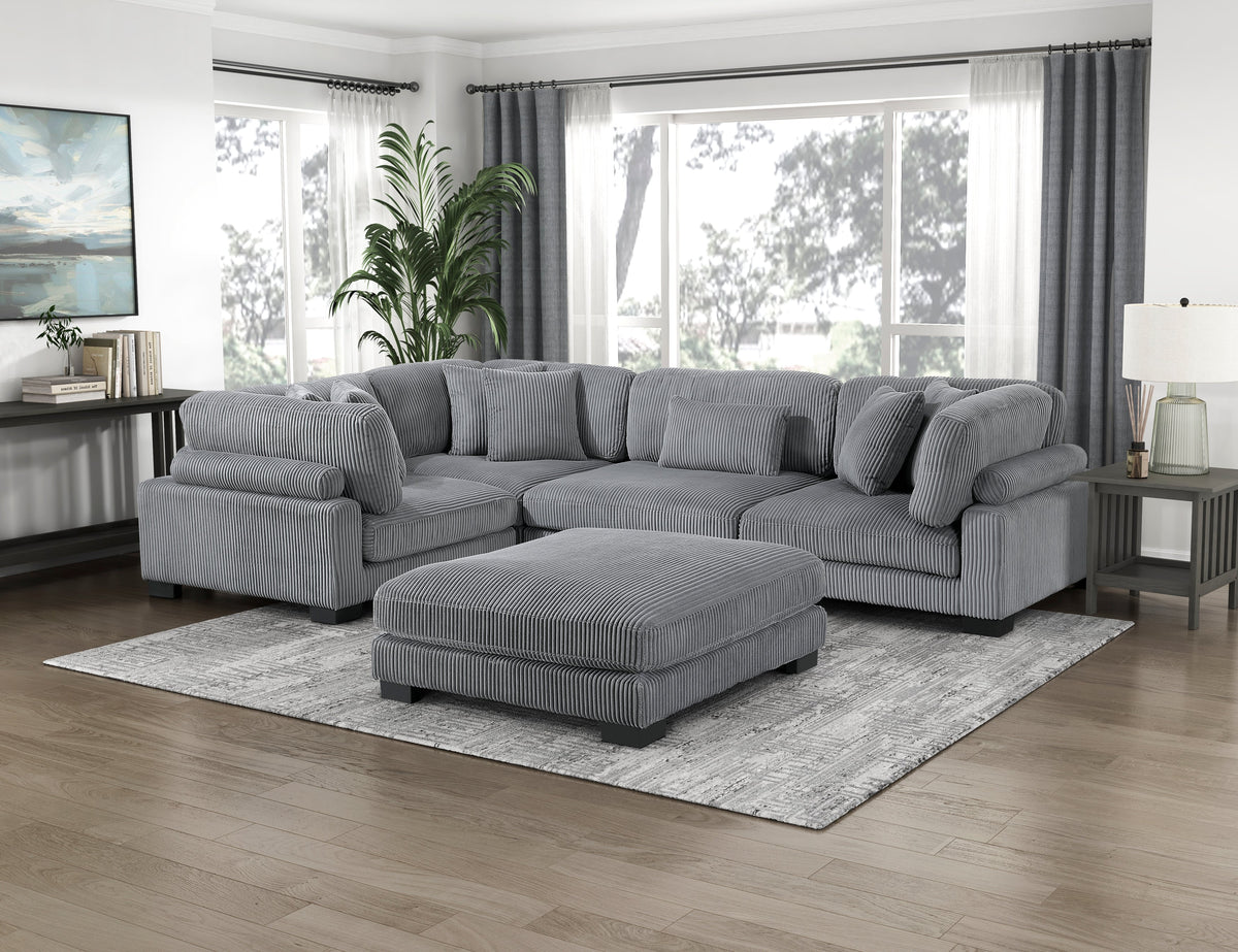 Traverse Gray 5-Piece Modular Sectional with Ottoman by Homelegance at Eve Furniture