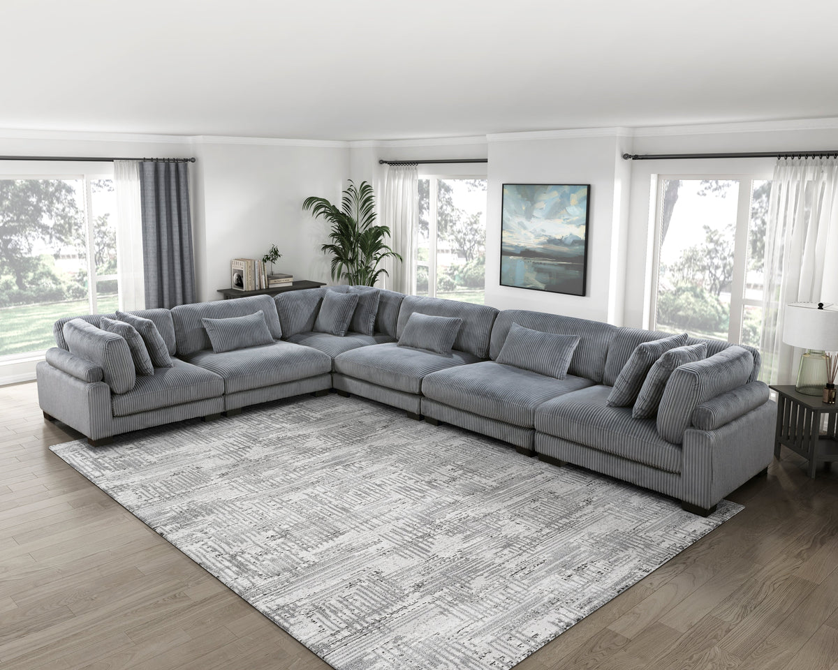 Traverse Gray 6-Piece Corduroy Modular Sectional by Homelegance at Eve Furniture