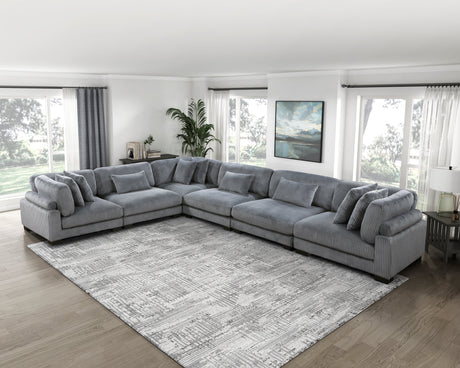 Traverse Gray 6-Piece Corduroy Modular Sectional by Homelegance at Eve Furniture
